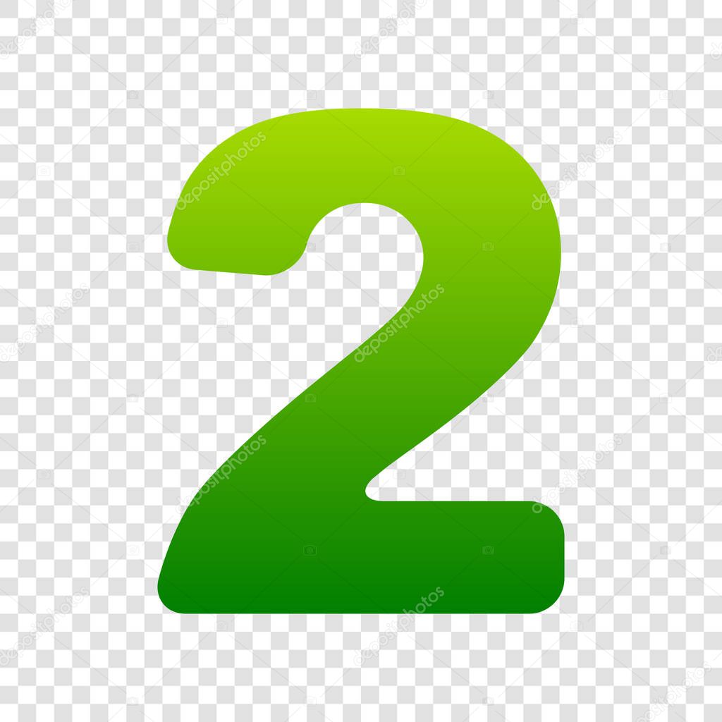 Number 2 sign design template elements. Vector. Green gradient icon on ...
