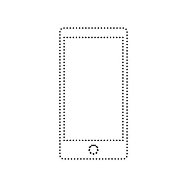 Soyut tarzı modern bir gadget'ı boş ekran ile. Herhangi bir içerik için şablon. Vektör. Beyaz zemin üzerine siyah noktalı simgesi. İzole.