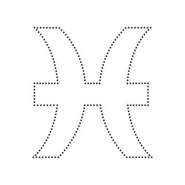 Balık illüstrasyon işareti. Vektör. Beyaz zemin üzerine siyah noktalı simgesi. İzole.