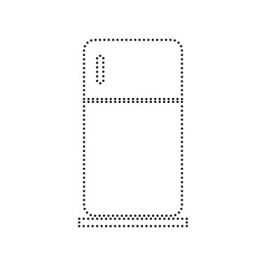 Buzdolabı işareti illüstrasyon. Vektör. Beyaz zemin üzerine siyah noktalı simgesi. İzole.
