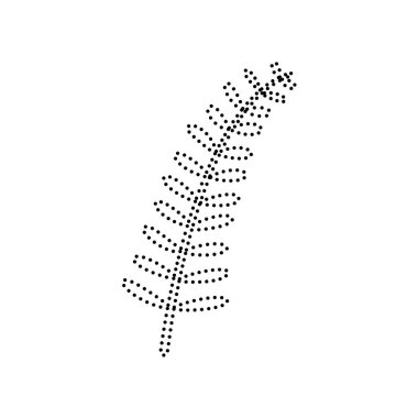 Zeytin dal işareti. Vektör. Beyaz zemin üzerine siyah noktalı simgesi. İzole.
