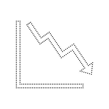 Aşağıya doğru gösteren kriz işaret eden ok. Vektör. Beyaz zemin üzerine siyah noktalı simgesi. İzole.