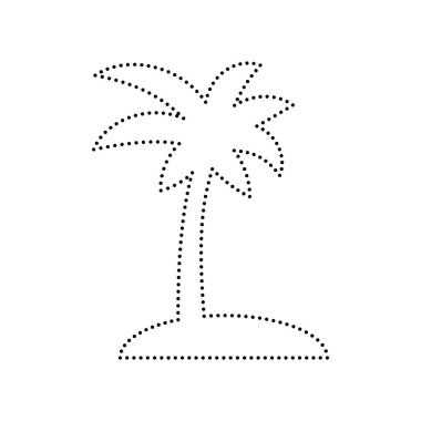 Hindistan cevizi hurma ağacı işareti. Vektör. Beyaz zemin üzerine siyah noktalı simgesi. İzole.