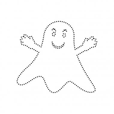 İzole işareti hayalet. Vektör. Beyaz zemin üzerine siyah noktalı simgesi. İzole.