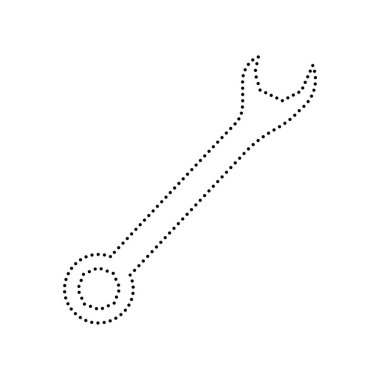 Anahtarı işareti geçti. Vektör. Beyaz zemin üzerine siyah noktalı simgesi. İzole.