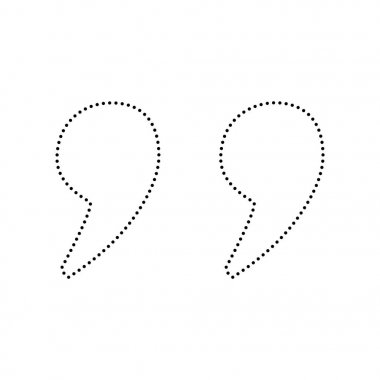 İşareti illüstrasyon alıntı. Vektör. Beyaz zemin üzerine siyah noktalı simgesi. İzole.