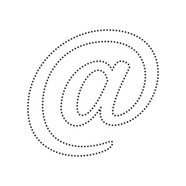 Posta işareti illüstrasyon. Vektör. Beyaz zemin üzerine siyah noktalı simgesi. İzole.