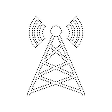Anten işareti illüstrasyon. Vektör. Beyaz zemin üzerine siyah noktalı simgesi. İzole.