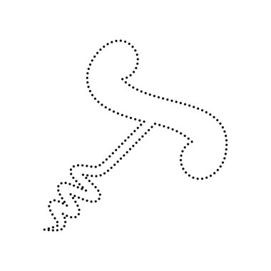 Basit tirbuşon işareti. Vektör. Beyaz zemin üzerine siyah noktalı simgesi. İzole.