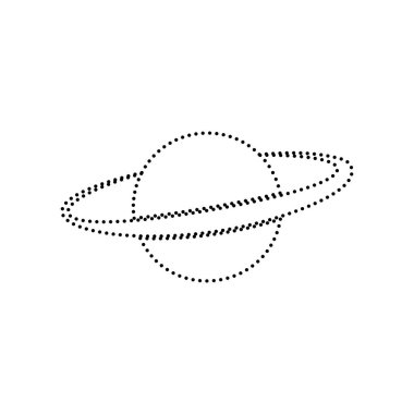 Gezegen yer işareti. Vektör. Beyaz zemin üzerine siyah noktalı simgesi. İzole.