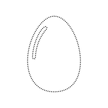 Tavuk yumurta işareti. Vektör. Beyaz zemin üzerine siyah noktalı simgesi. 