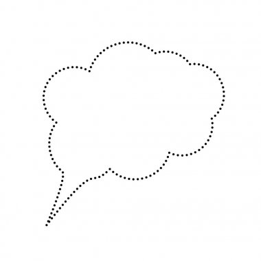 Konuşma balonu işareti illüstrasyon. Vektör. Siyah noktalı kutsal kişilerin resmi üstünde wh