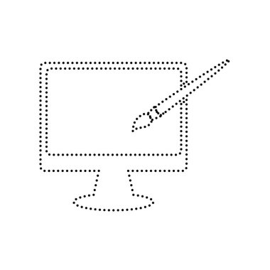 Fırça işareti ile izleyin. Vektör. Siyah beyaz arka üstünde kutsal kişilerin resmi noktalı