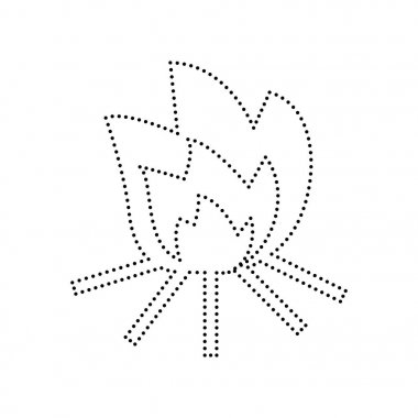 İşareti ateş. Vektör. Beyaz zemin üzerine siyah noktalı simgesi. Isolat