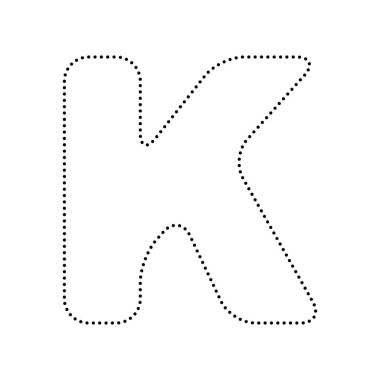 Harf K işareti şablon öğesi tasarım. Vektör. Siyah noktalı simgesi