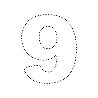 9 numara işareti tasarım şablonu öğesi. Vektör. Siyah noktalı simgesi