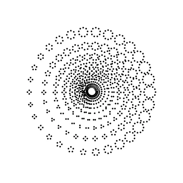 Αφηρημένη τεχνολογία κύκλοι σημάδι. Διάνυσμα. Μαύρο εικονίδιο με τελείες σε άσπρο φόντο. Απομονωμένη. — Διανυσματικό Αρχείο