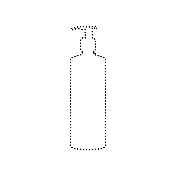 Jel, köpük veya sıvı sabun. Dağıtıcı plastik şişe pompa siluet. Vektör. Beyaz zemin üzerine siyah noktalı simgesi. İzole. — Stok Vektör
