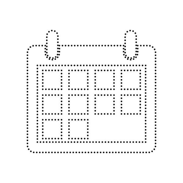 Kalender teken illustratie. Vector. Zwarte gestippelde pictogram op witte achtergrond. Geïsoleerd. — Stockvector