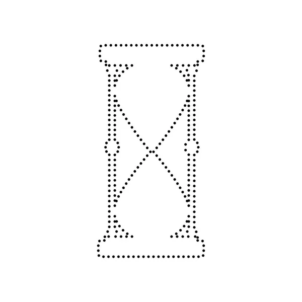 砂時計の記号の図。ベクトル。白い背景の黒い点線のアイコン。分離されました。. — ストックベクタ