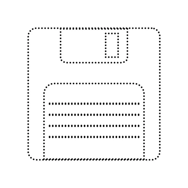 Signo de disquete. Vector. Icono de puntos negros sobre fondo blanco. Aislado . — Vector de stock