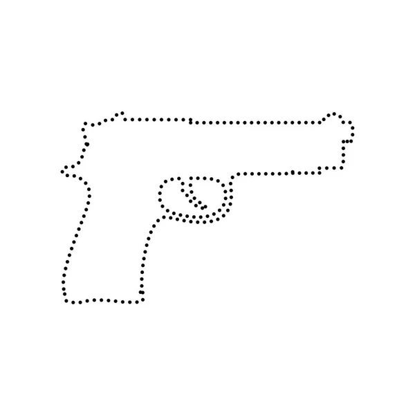 Gun sign illustration. Vector. Black dotted icon on white background. Isolated. — Stock Vector