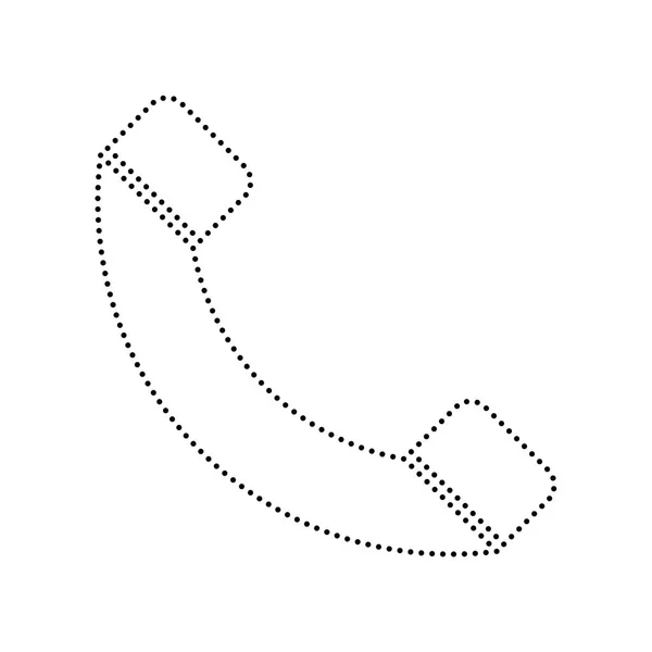 Phone sign illustration. Vector. Black dotted icon on white background. Isolated. — Stock Vector