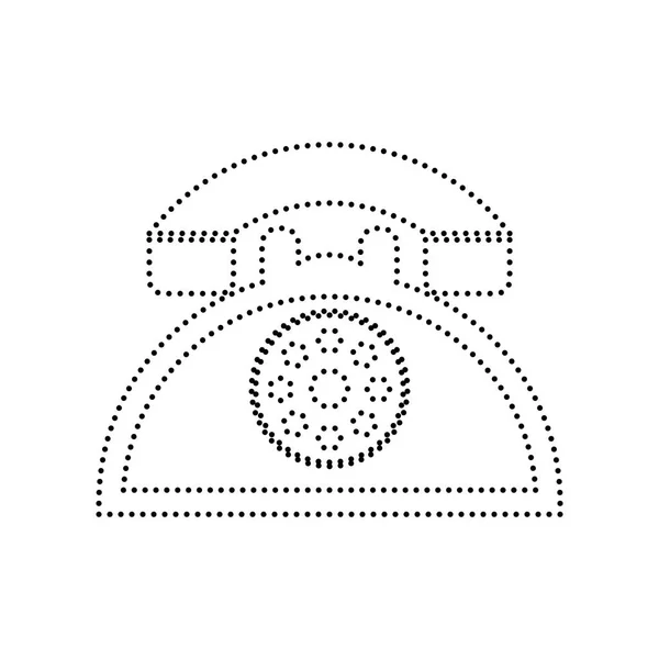 Retro telefoon teken. Vector. Zwarte gestippelde pictogram op witte achtergrond. Geïsoleerd. — Stockvector