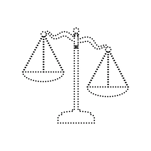 Segno della bilancia della giustizia. Vettore. Icona punteggiata nera su sfondo bianco. Isolato . — Vettoriale Stock