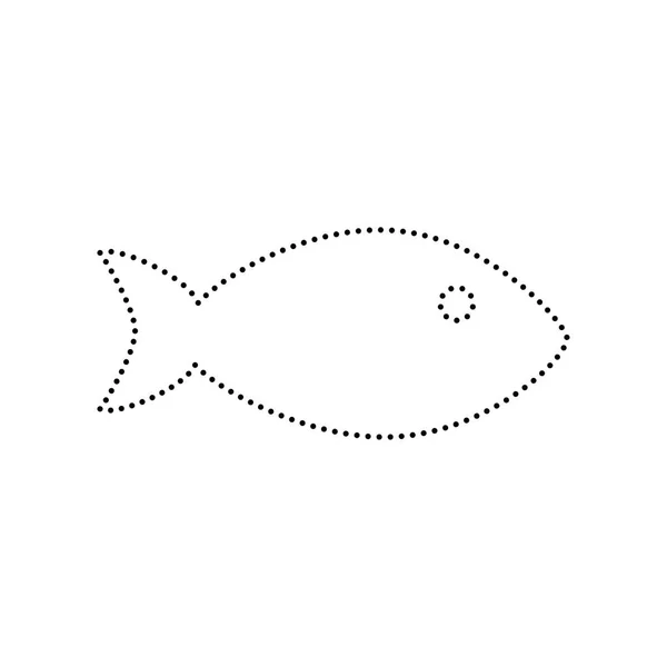 Fish sign illustration. Vector. Black dotted icon on white background. Isolated. — Stock Vector