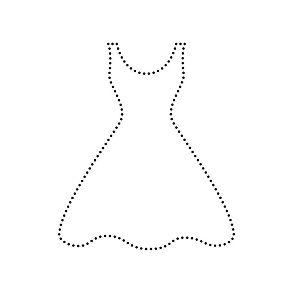 Kvinna klänning tecken. Vektor. Svart prickig ikonen på vit bakgrund. Isolerade. — Stock vektor
