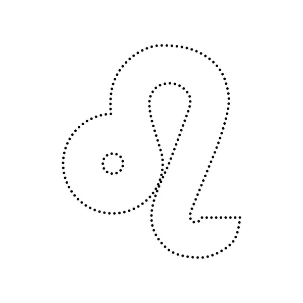 Leo signo de ilustración. Vector. Icono de puntos negros sobre fondo blanco. Aislado . — Archivo Imágenes Vectoriales