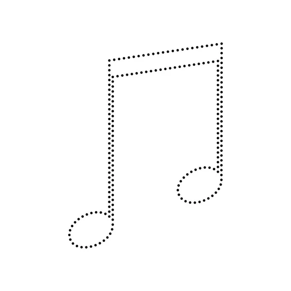 Music sign illustration. Vector. Black dotted icon on white background. Isolated. — Stock Vector