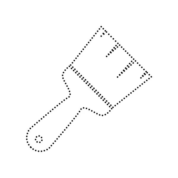 Illustration de signe de brosse. Vecteur. Icône pointillée noire sur fond blanc. Isolé . — Image vectorielle