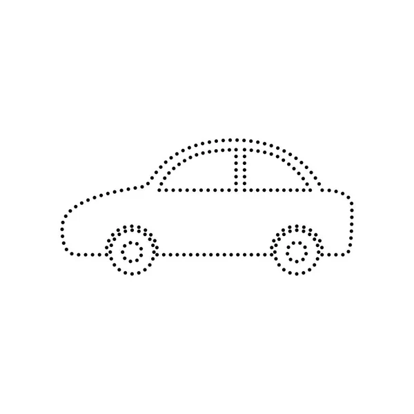 車の記号の図。ベクトル。白い背景の黒い点線のアイコン。分離されました。. — ストックベクタ