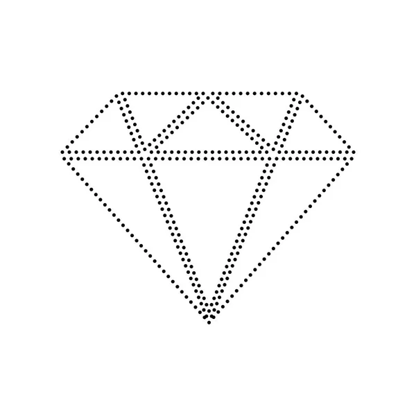 Diamant-Zeichen-Illustration. Vektor. schwarz gepunktetes Symbol auf weißem Hintergrund. isoliert. — Stockvektor