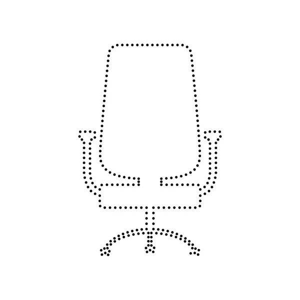 Office chair sign. Vector. Black dotted icon on white background. Isolated. — Stock Vector
