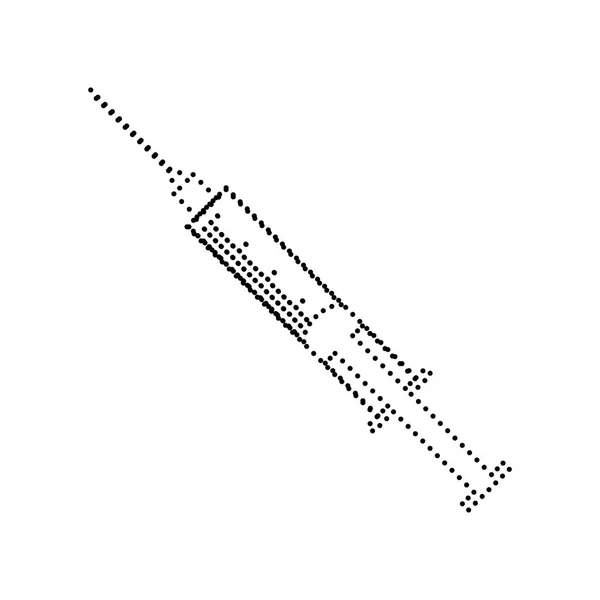 Ilustração do signo da seringa. Vector. Ícone pontilhado preto no fundo branco. Isolados . — Vetor de Stock