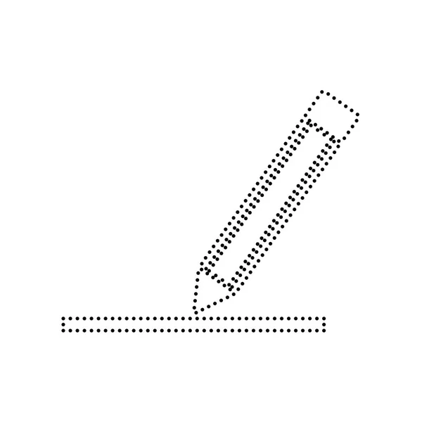 Ilustração do signo do lápis. Vector. Ícone pontilhado preto no fundo branco. Isolados . — Vetor de Stock