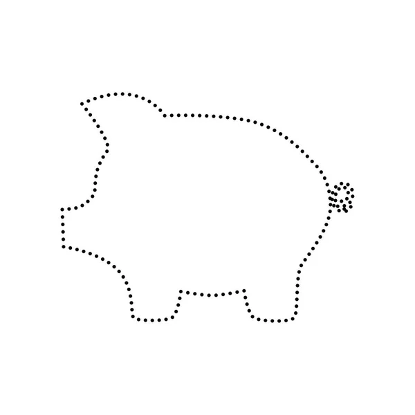 Schweine-Geld-Bank-Zeichen. Vektor. schwarz gepunktetes Symbol auf weißem Hintergrund. isoliert. — Stockvektor