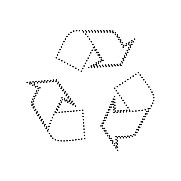 Recycling-Logo-Konzept. Vektor. schwarz gepunktetes Symbol auf weißem Hintergrund. isoliert. — Stockvektor