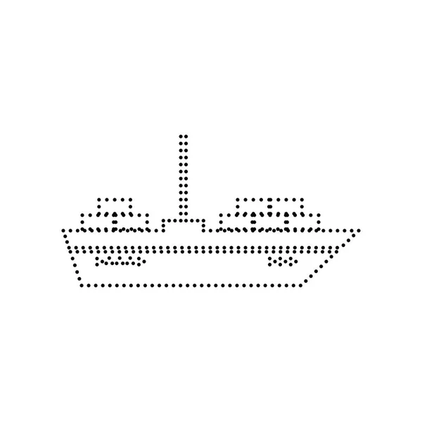 Skeppet tecken illustration. Vektor. Svart prickig ikonen på vit bakgrund. Isolerade. — Stock vektor