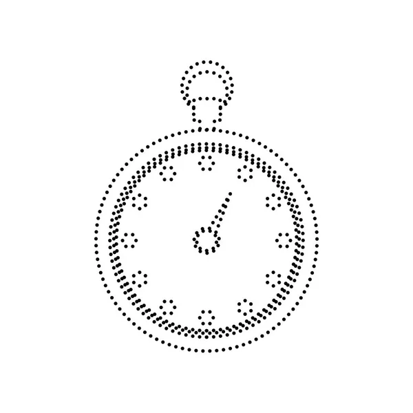 Ilustração do sinal do cronômetro. Vector. Ícone pontilhado preto no fundo branco. Isolados . —  Vetores de Stock