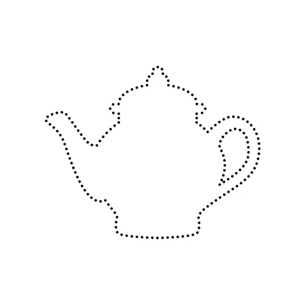 お茶メーカー記号。ベクトル。白い背景の黒い点線のアイコン。分離されました。. — ストックベクタ