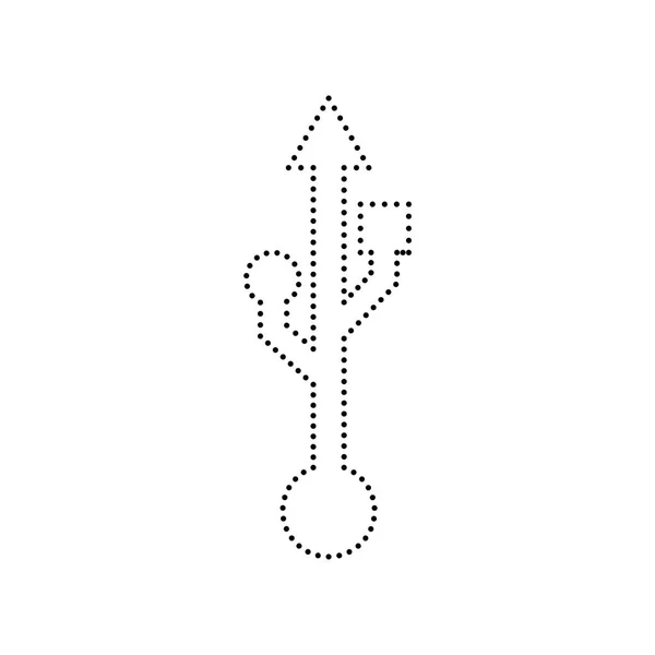 Usb sign illustration. Vektor. schwarz gepunktetes Symbol auf weißem Hintergrund. isoliert. — Stockvektor