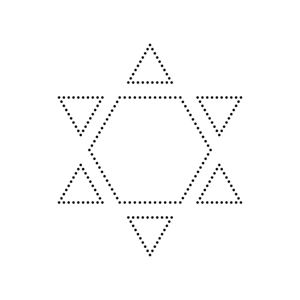 쉴드 Magen 데이비드 스타 역입니다. 거꾸로 하는 이스라엘의 상징입니다. 벡터입니다. 흰색 바탕에 검은 점선된 아이콘. 절연. — 스톡 벡터