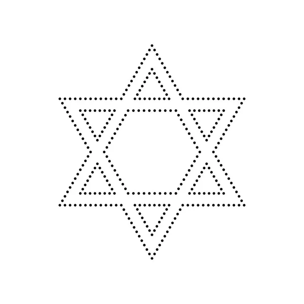 Pajzs Magen David Star. Izrael jelképe. Vektor. Fekete pöttyös ikon fehér háttér. Elszigetelt. — Stock Vector