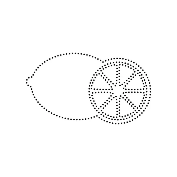 Früchte Zitrone Zeichen. Vektor. schwarz gepunktetes Symbol auf weißem Hintergrund. isoliert. — Stockvektor