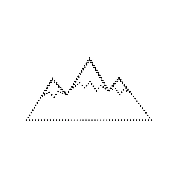 Illustrazione segno di montagna. Vettore. Icona punteggiata nera su sfondo bianco. Isolato . — Vettoriale Stock