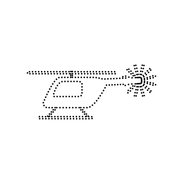 Helikopterschild-Illustration. Vektor. schwarz gepunktetes Symbol auf weißem Hintergrund. isoliert. — Stockvektor